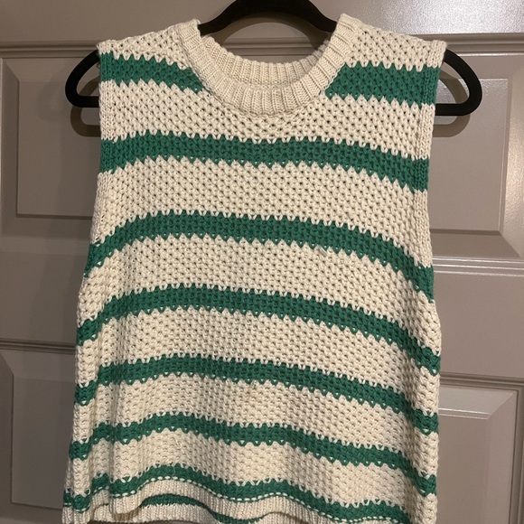 LA MIEL Sweaters - LA MIEL Cream and Green Knit Top